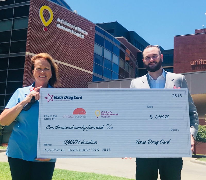 Texas Drug Card Presents Donation to Wichita Falls United Regional Hospital